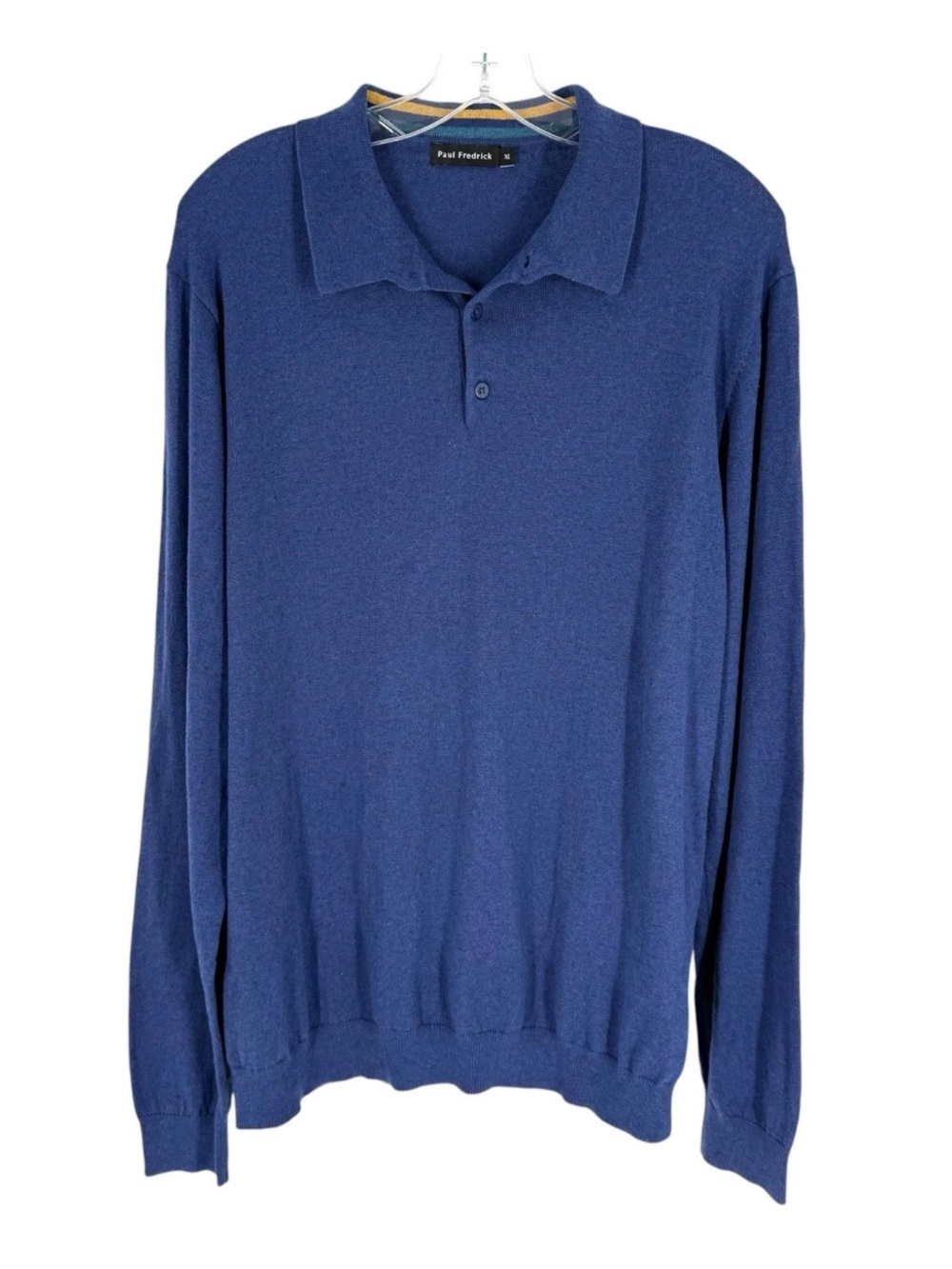 Paul Fredrick Sweater Mens Size XL Blue Silk Cotton Cashmere Lightweight
